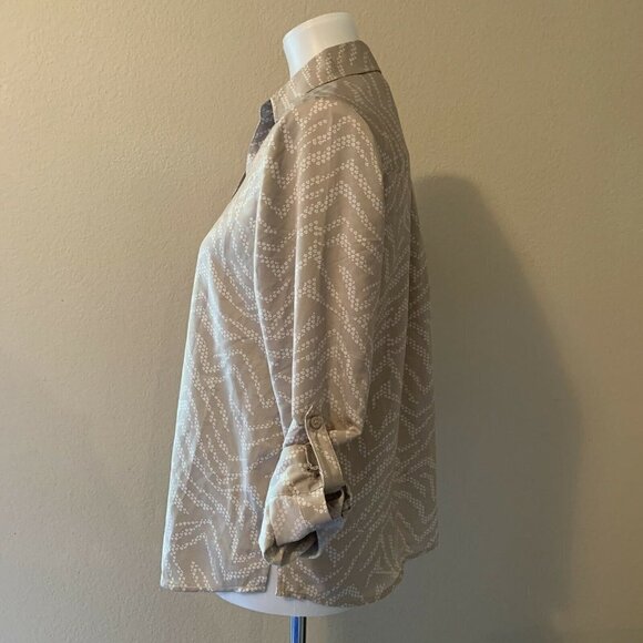 Chico's Multi Color Button Front Tab Sleeve Blouse - Picture 3 of 6